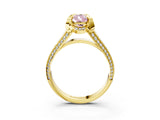 Yellow gold Fancy Pink Pear  Solitaire Pave Split Shank Ring with Four-Prong Setting_90