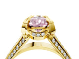 Yellow gold Fancy Pink Pear  Solitaire Pave Split Shank Ring with Four-Prong Setting_91