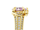 Yellow gold Fancy Pink Pear  Solitaire Pave Split Shank Ring with Four-Prong Setting_92
