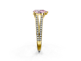 Yellow gold Fancy Pink Pear  Solitaire Split Shank Pavé Diamond Engagement Ring_390