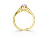 Yellow gold Fancy Pink Pear  Solitaire Split Shank Pavé Diamond Engagement Ring_391