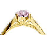 Yellow gold Fancy Pink Pear  Solitaire Split Shank Pavé Diamond Engagement Ring_392