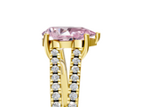 Yellow gold Fancy Pink Pear  Solitaire Split Shank Pavé Diamond Engagement Ring_393