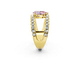 Yellow gold Fancy Pink Pear  Solitaire Split Shank Pave Diamond Ring_51
