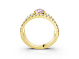 Yellow gold Fancy Pink Pear  Solitaire Split Shank Pave Diamond Ring_52
