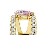 Yellow gold Fancy Pink Pear  Solitaire Split Shank Pave Diamond Ring_54