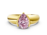 Yellow gold Fancy Pink Pear  Solitaire Tension Set Diamond Ring with Wide Band_37