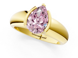 Yellow gold Fancy Pink Pear  Solitaire Tension Set Diamond Ring with Wide Band_38