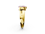 Yellow gold Fancy Pink Pear  Solitaire Tension Set Diamond Ring with Wide Band_39