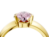 Yellow gold Fancy Pink Pear  Solitaire Tension Set Diamond Ring with Wide Band_41