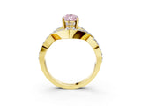 Yellow gold Fancy Pink Pear  Solitaire Twist Band Pavé Diamond Engagement Ring_78