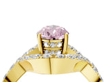 Yellow gold Fancy Pink Pear  Solitaire Twist Band Pavé Diamond Engagement Ring_79