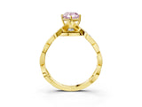 Yellow gold Fancy Pink Pear  Solitaire Twist Band with Leaf Prong Setting 3