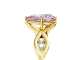 Yellow gold Fancy Pink Pear  Solitaire Twist Band with Leaf Prong Setting 5