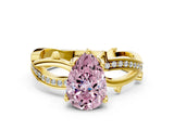 Yellow gold Fancy Pink Pear  Solitaire Twist Band with Pavé Accents and Four-Prong Setting_21