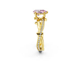 Yellow gold Fancy Pink Pear  Solitaire Twist Band with Pavé Accents and Four-Prong Setting_23