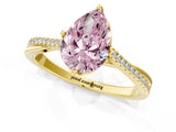 Yellow gold Fancy Pink Pear  Solitaire Twist Band with Pavé Diamonds and Four-Prong Setting_73