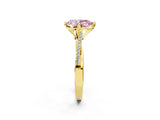 Yellow gold Fancy Pink Pear  Solitaire Twist Band with Pavé Diamonds and Four-Prong Setting_74