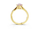 Yellow gold Fancy Pink Pear  Solitaire Twist Band with Pavé Diamonds and Four-Prong Setting_75