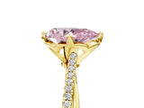Yellow gold Fancy Pink Pear  Solitaire Twist Band with Pavé Diamonds and Four-Prong Setting_77