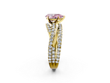 Yellow gold Fancy Pink Pear  Solitaire Twist Band with Pavé Setting and Four-Prong Setting_93