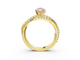 Yellow gold Fancy Pink Pear  Solitaire Twist Band with Pavé Setting and Four-Prong Setting_94