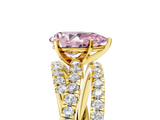 Yellow gold Fancy Pink Pear  Solitaire Twist Band with Pavé Setting and Four-Prong Setting_96