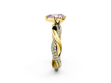 Yellow gold Fancy Pink Pear  Solitaire Twist Band with Pave Prong Setting_66