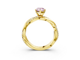 Yellow gold Fancy Pink Pear  Solitaire Twist Band with Pave Prong Setting_67