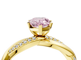 Yellow gold Fancy Pink Pear  Solitaire Twist Band with Pave Prong Setting_68