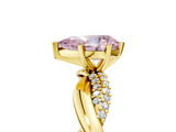 Yellow gold Fancy Pink Pear  Solitaire Twist Band with Pave Prong Setting_69