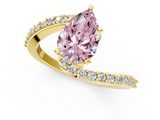 Yellow gold Fancy Pink Pear  Solitaire Twist Band with Pave Set Diamonds and Four-Prong Setting_92