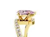 Yellow gold Fancy Pink Pear  Solitaire Twist Band with Pave Set Diamonds and Four-Prong Setting_96