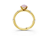 Yellow gold Fancy Pink Pear  Solitaire Twisted Band Prong Set Engagement Ring_64