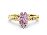Yellow gold Fancy Pink Pear  Solitaire Twisted Band Prong Set Engagement Ring_70