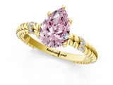 Yellow gold Fancy Pink Pear  Solitaire Twisted Band Prong Set Engagement Ring_71