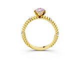 Yellow gold Fancy Pink Pear  Solitaire Twisted Band Prong Set Engagement Ring_73