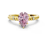 Yellow gold Fancy Pink Pear  Solitaire Twisted Band Prong Set Engagement Ring_82