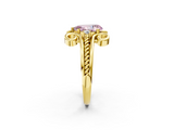 Yellow gold Fancy Pink Pear  Solitaire Twisted Band Scroll Prong Ring_5