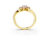 Yellow gold Fancy Pink Pear  Solitaire Twisted Band Scroll Prong Ring_6
