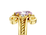 Yellow gold Fancy Pink Pear  Solitaire Twisted Band Scroll Prong Ring_8
