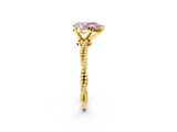 Yellow gold Fancy Pink Pear  Solitaire Twisted Band with Bead Prong Setting_394