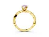Yellow gold Fancy Pink Pear  Solitaire Twisted Band with Bead Prong Setting_395