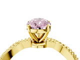 Yellow gold Fancy Pink Pear  Solitaire Twisted Band with Bead Prong Setting_396