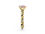 Yellow gold Fancy Pink Pear  Solitaire Twisted Band with Pavé Accents and Four-Prong Setting_5