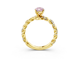 Yellow gold Fancy Pink Pear  Solitaire Twisted Band with Pavé Accents and Four-Prong Setting_6