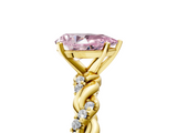 Yellow gold Fancy Pink Pear  Solitaire Twisted Band with Pavé Accents and Four-Prong Setting_8