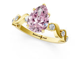 Yellow gold Fancy Pink Pear  Solitaire Twisted Band with Prong Setting 1