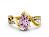 Yellow gold Fancy Pink Pear  Solitaire Twisted Band with Prong Setting_4
