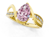 Yellow gold Fancy Pink Pear  Solitaire Twisted Band with Prong Setting_5